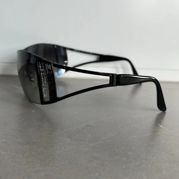 Versace 2058-B Black Rhinestone Cutout Shield Sunglasses main image 7